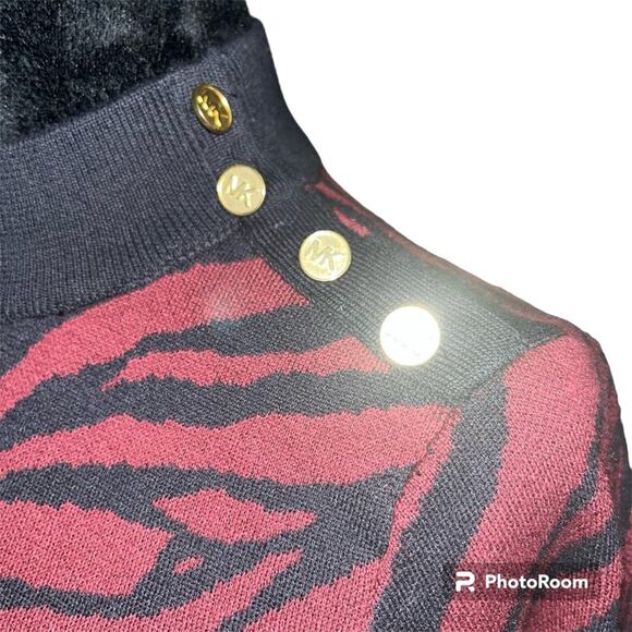 Michael Kors Zebra Print Sweater T Shirt L - Picture 3 of 10